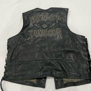 Harley Davidson genuine Leather vest mens size XL
